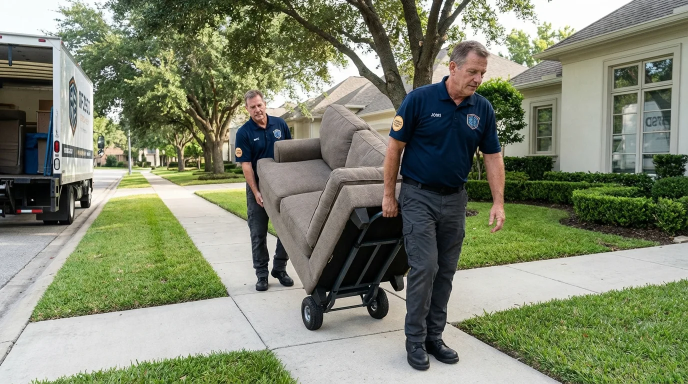 Local residential moving crew loading furniture in Asbury Park, NJ