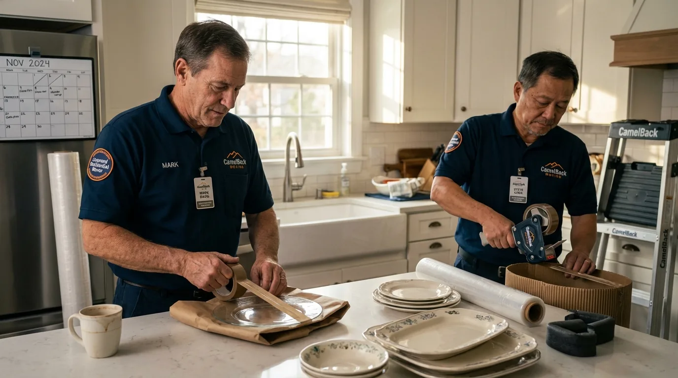 Professional crew packing kitchen dishware in Asbury Park, NJ