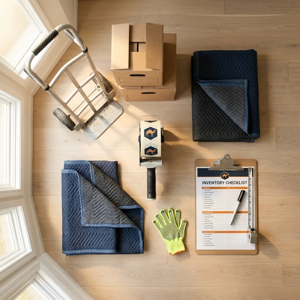 Professional moving supplies and packing materials layout for Asbury Park residential relocations